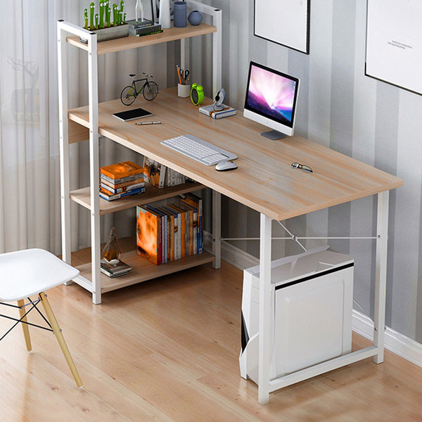 Inbox Zero 40 Inch Home Office Desk Writing Desk With Bookshelf Wayfair